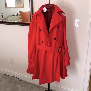 red a-line peacoat never worn with tags it has black buttons & belt buckle